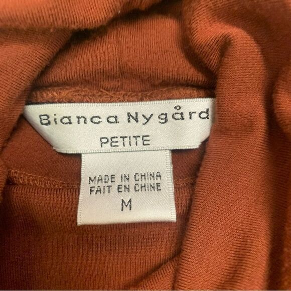 BIANCA Nygard rust brown long sleeve turtleneck top Sz MP - Picture 5 of 8